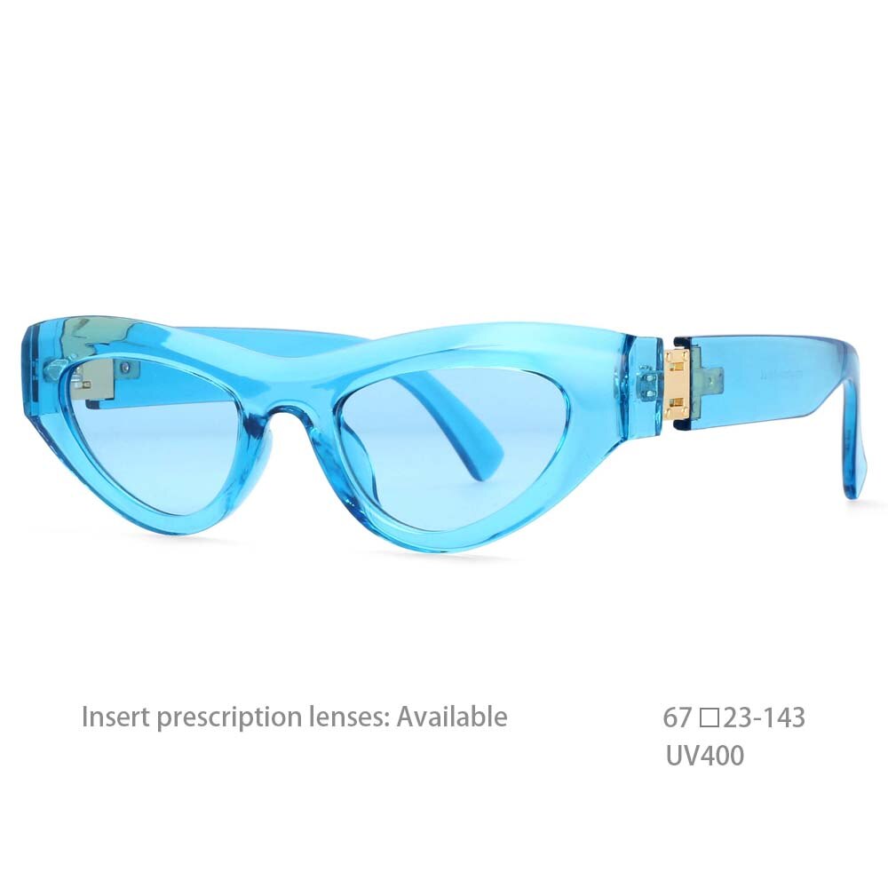 CCSpace Women's Full Rim Cat Eye Resin Frame Sunglasses 54473 Sunglasses CCspace Sunglasses Blue white