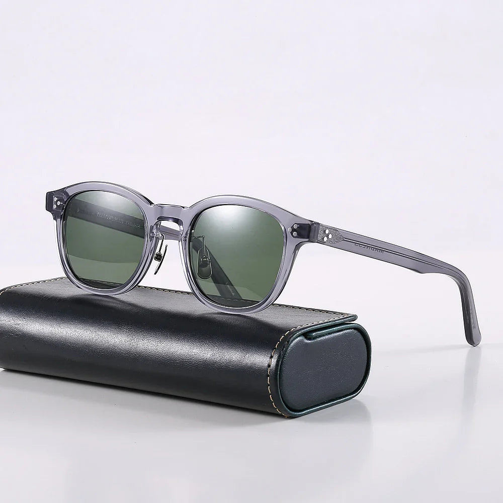 Black Mask Men's Full Rim Square Acetate Polarized Sunglasses 4950 Sunglasses Black Mask Gray-Green Black