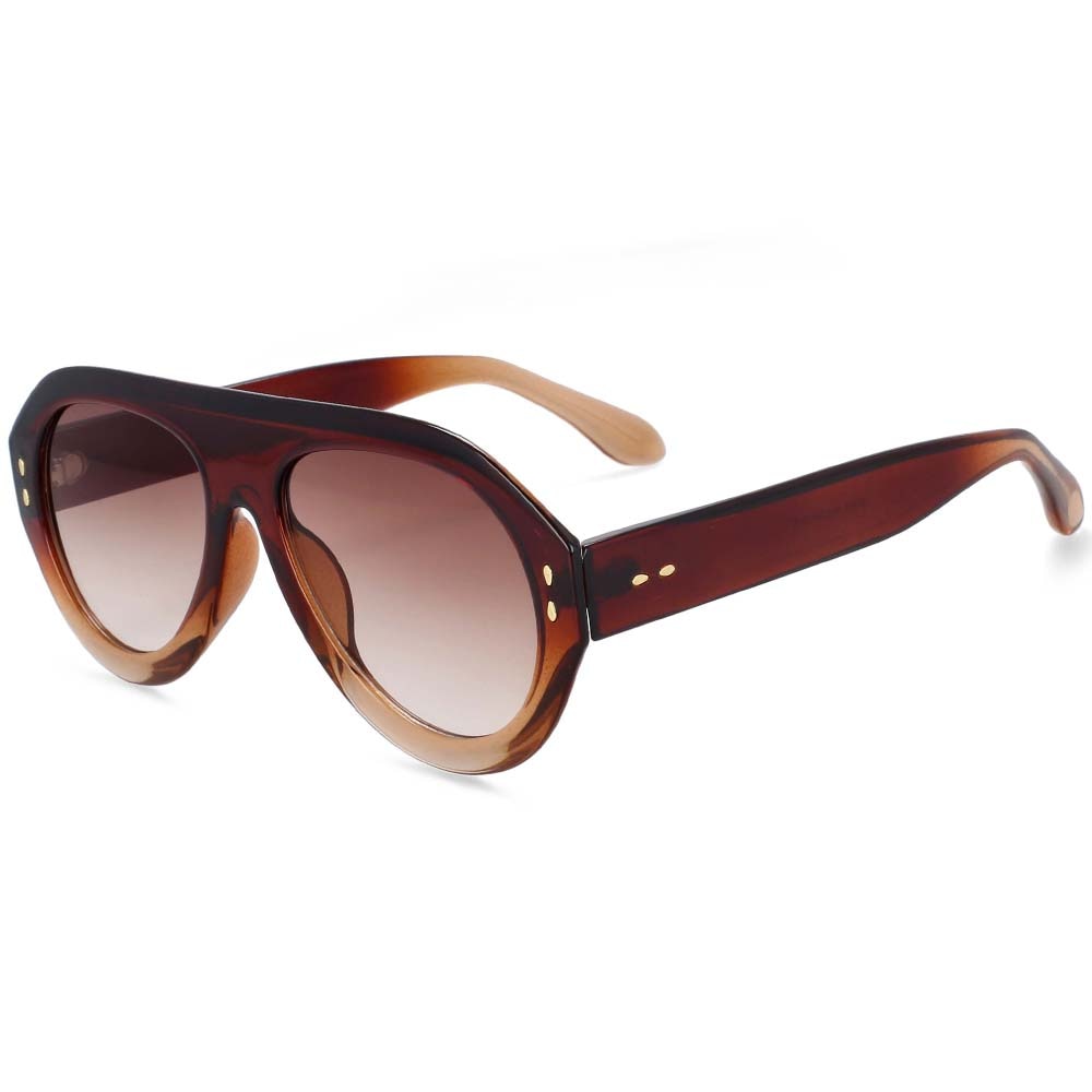 CCSpace Women's Full Rim Oversized Square Oval Resin Frame Sunglasses 54235 Sunglasses CCspace Sunglasses Tea 54235