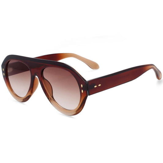 CCSpace Women's Full Rim Oversized Square Oval Resin Frame Sunglasses 54235 Sunglasses CCspace Sunglasses Tea 54235