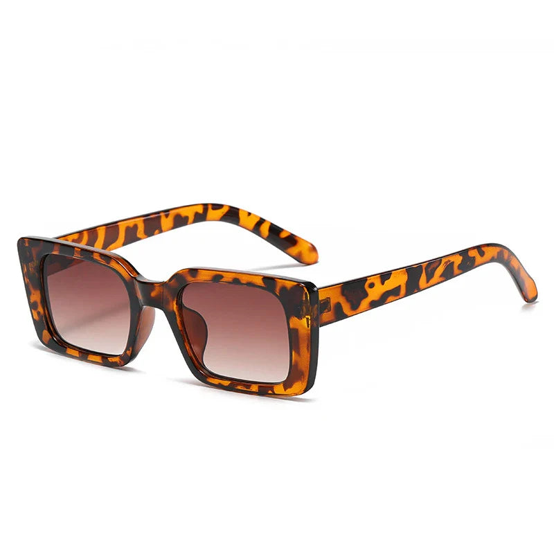 SO&EI Ins Popular Fashion Small Rectangle Sunglasses Women Retro Leopard Shades UV400 Men Trending Square Sun Glasses S&H Glasses Store