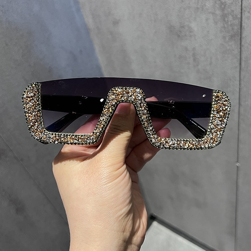 Monique Orenda Women's Semi Rim Square Acetate Frame UV400 Sunglasses 8248 Sunglasses Monique Orenda Grey Rhinestone China Other