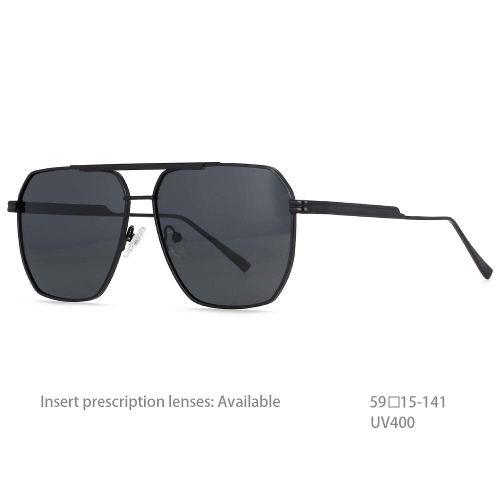 CCSpace Women's Full Rim Square Double Bridge Alloy Frame Sunglasses 54444 Sunglasses CCspace Sunglasses black 54444