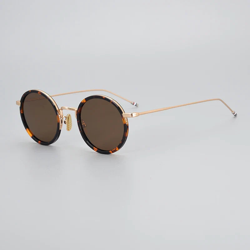 Black Mask Men's Full Rim Alloy Round Polarized Sunglasses X906 Sunglasses Black Mask Tortoise-Gold As Shown