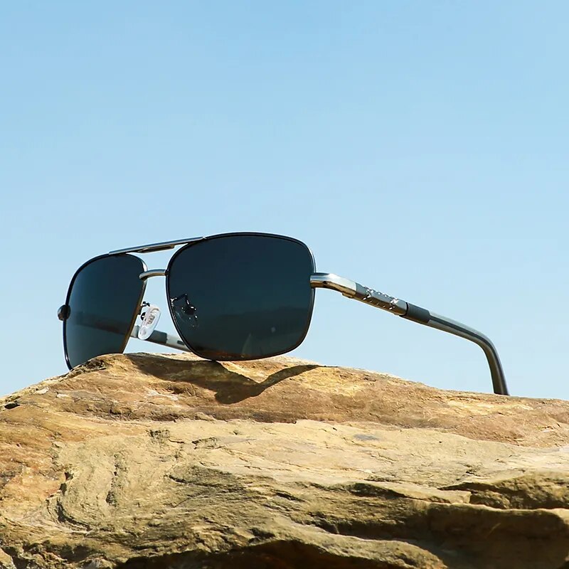 Oley Women's Full Rim Square Double Bridge Aluminum Magnesium Polarized Sunglasses Y7613 Sunglasses Oley Y7613 Gun OLEY