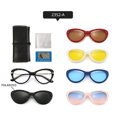 Ralferty Women's Full Rim Square Cat EyeTr 90 Acetate Eyeglasses With Clip On Polarized Sunglasses TR2345 Clip On Sunglasses Ralferty 2352-A China As picture