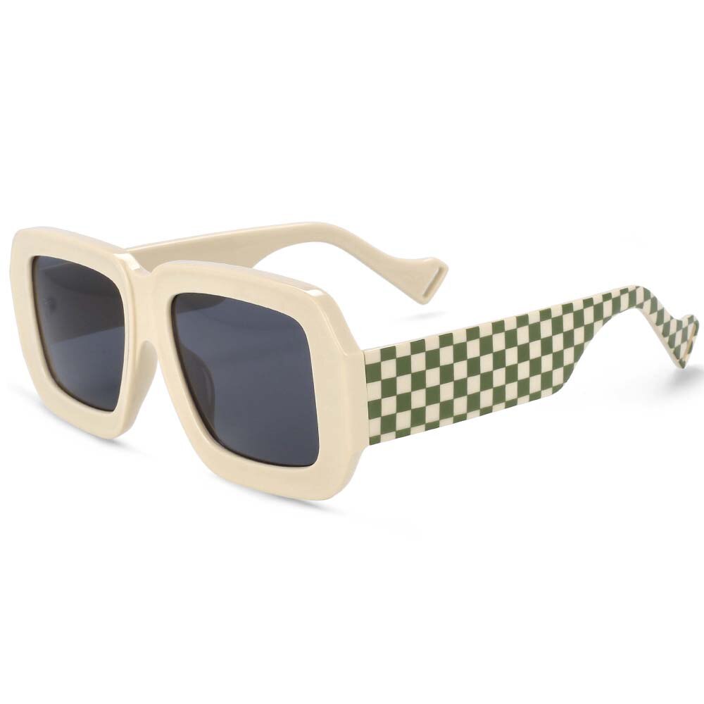 CCSpace Women's Full Rim Square Resin Frame Sunglasses 54237 Sunglasses CCspace Sunglasses Beige