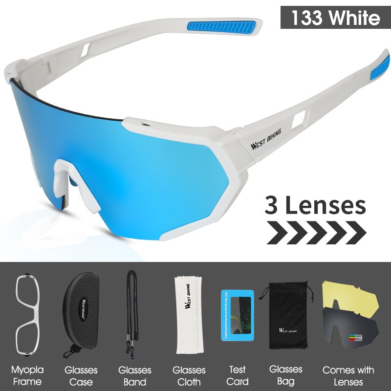 West Biking Unisex Semi Rim Tr 90 Polarized Sport Sunglasses YP0703138 Sunglasses West Biking 133 White Polarized 3 Lens