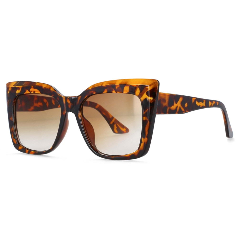 CCSpace Women's Full Rim Oversized Square Cat Eye Resin Frame Sunglasses 53288 Sunglasses CCspace Sunglasses leopard 53288