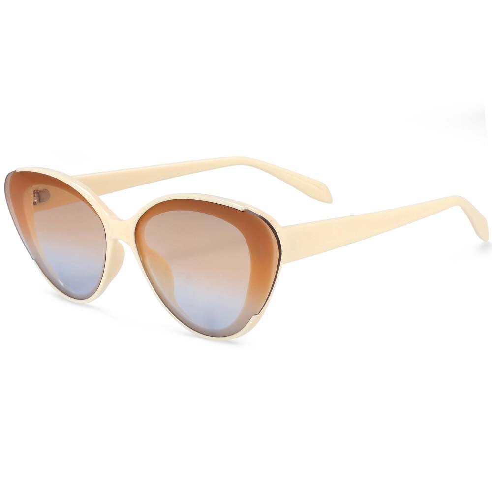 CCSpace Women's Full Rim Cat Eye Resin Frame Sunglasses 54223 Sunglasses CCspace Sunglasses Beige 54223