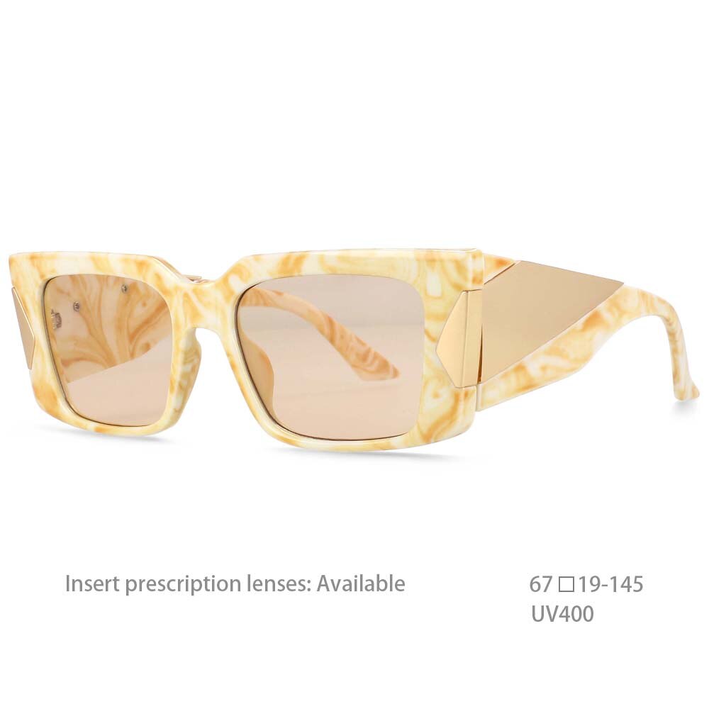 CCSpace Women's Full Rim Oversized Square Resin Wide Leg Frame Sunglasses 54498 Sunglasses CCspace Sunglasses marble China 54498