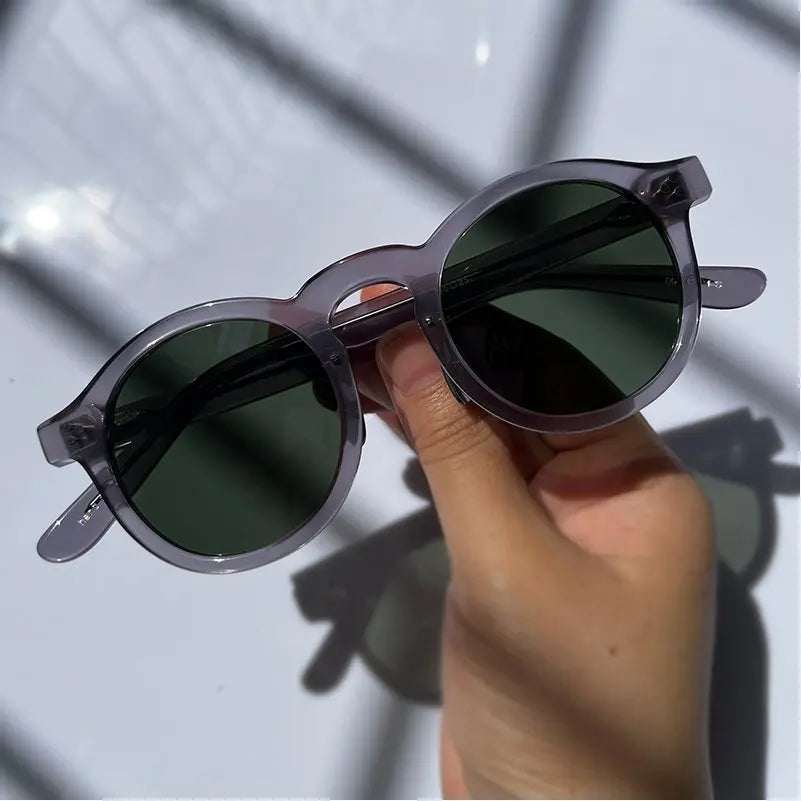 Black Mask Unisex Full Rim Acetate Round Polarized Sunglasses 14143 Sunglasses Black Mask Gray-Green As Shown