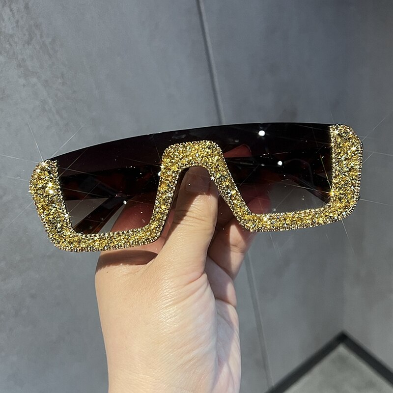 Monique Orenda Women's Semi Rim Square Acetate Frame UV400 Sunglasses 8248 Sunglasses Monique Orenda Gold Rhinestone China Other