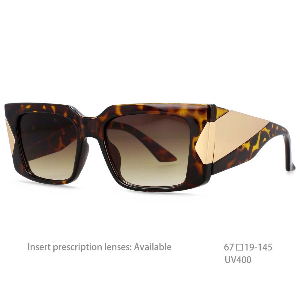 CCSpace Women's Full Rim Oversized Square Resin Wide Leg Frame Sunglasses 54498 Sunglasses CCspace Sunglasses leopard China 54498