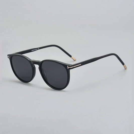 Black Mask Unisex Full Rim Acetate Round Polarized Sunglasses 5608b Sunglasses Black Mask Black As Shown