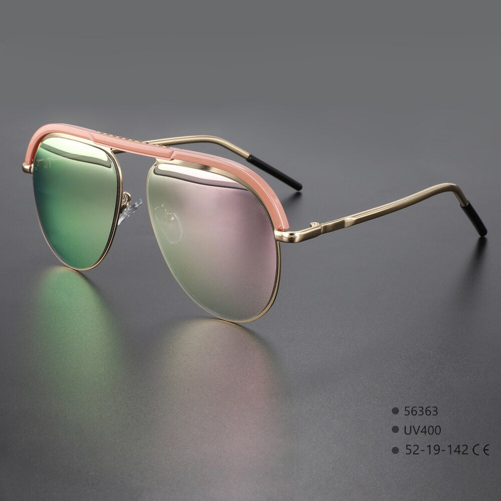 CCSpace Unisex Full Rim Large Square Alloy UV400 Sunglasses 56363 Sunglasses CCspace Sunglasses C4PinkSilver