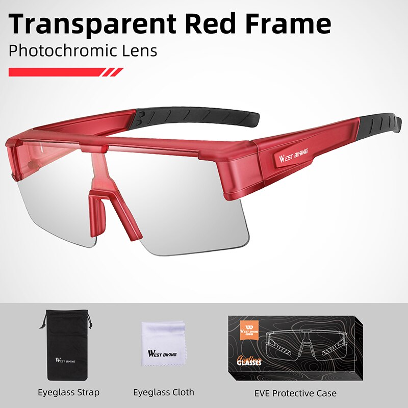 West Biking Unisex Semi Rim Fit Over Myopic Polarized Sunglasses Yp0703144-146 Sunglasses West Biking Photochromic Red