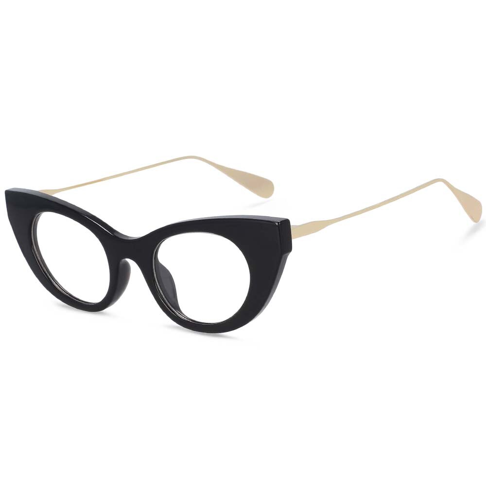 CCSpace Women's Full Rim Cat Eye Resin Frame Sunglasses 54236 Sunglasses CCspace Sunglasses Black clear 54236