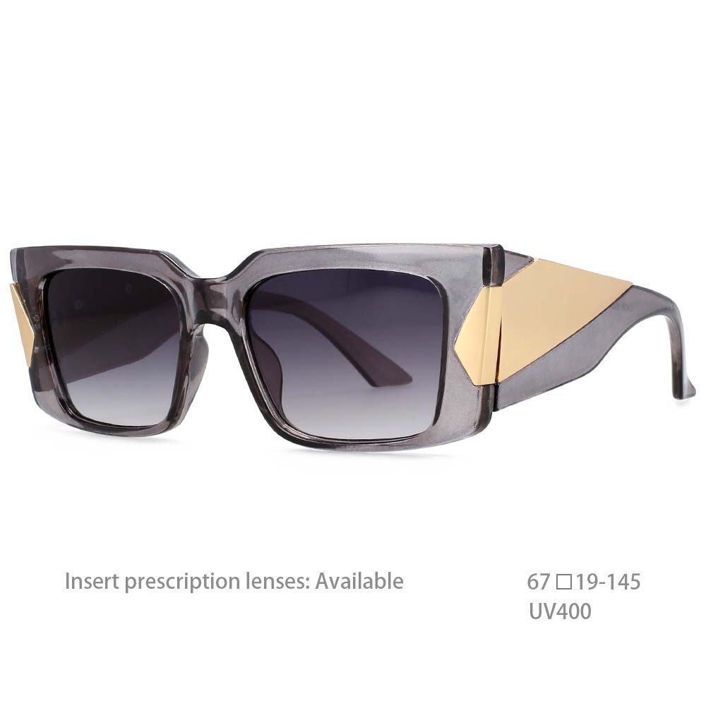 CCSpace Women's Full Rim Oversized Square Resin Wide Leg Frame Sunglasses 54498 Sunglasses CCspace Sunglasses Gray China 54498