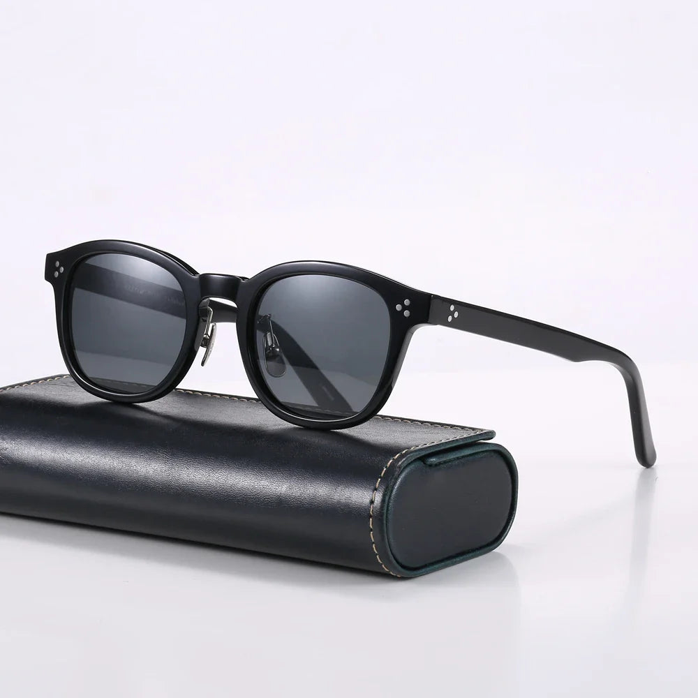 Black Mask Men's Full Rim Square Acetate Polarized Sunglasses 4950 Sunglasses Black Mask Black-Gray Black