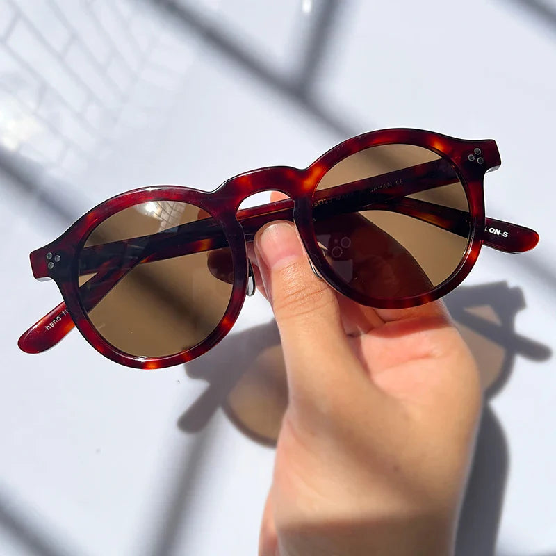 Black Mask Unisex Full Rim Acetate Round Polarized Sunglasses 14143 Sunglasses Black Mask Tortoise-Brown As Shown