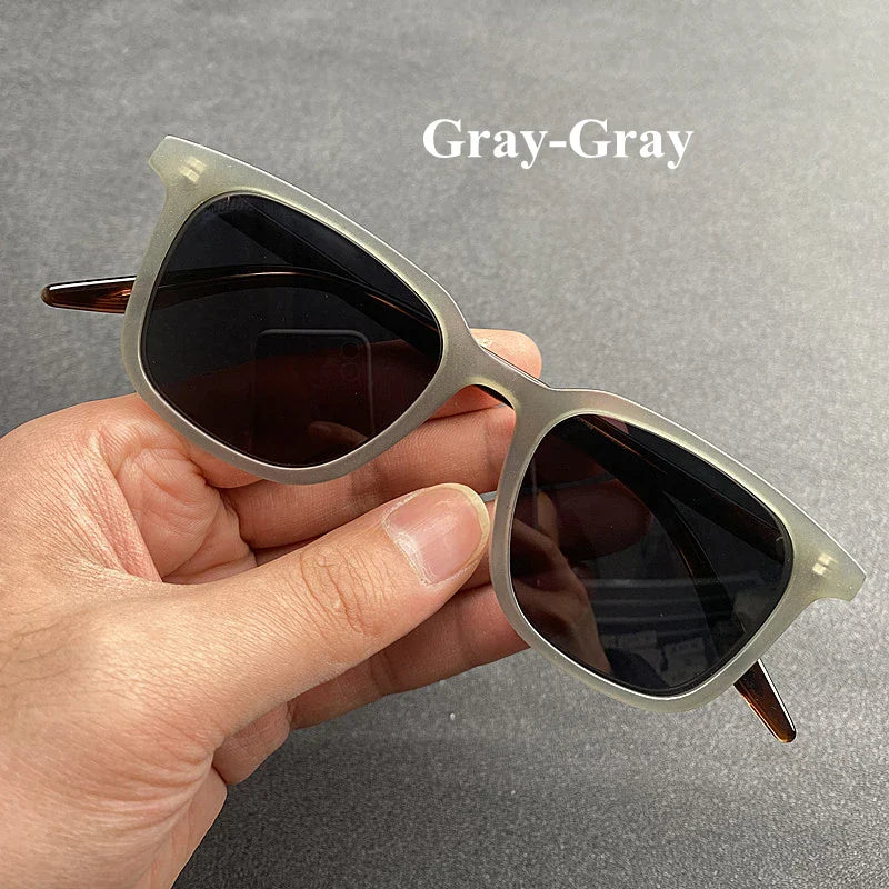 Black Mask Men's Full Rim Square Acetate Polarized Sunglasses 9020 Sunglasses Black Mask Gray-Gray As Shown