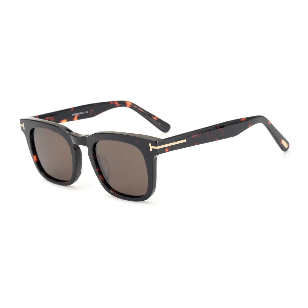 Black Mask Men's Full Rim Square Acetate Polarized Sunglasses Ft751 Sunglasses Black Mask Tortoise As Shown