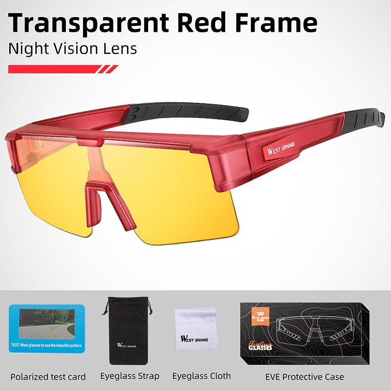 West Biking Unisex Semi Rim Fit Over Myopic Polarized Sunglasses Yp0703144-146 Sunglasses West Biking Photochromic Red 1