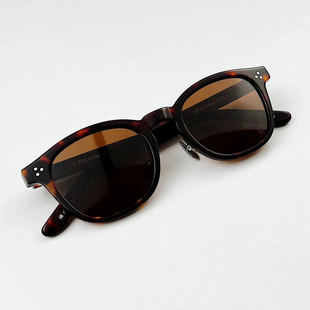 Black Mask Unisex Full Rim Square Acetate Sunglasses 484022 Sunglasses Black Mask Tortoise-Brown As Shown