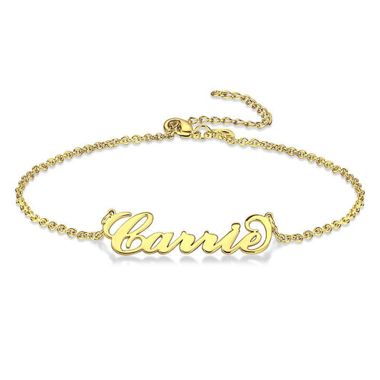 Custom Name Anklet, Personalized Jewelry 14K Gold Plated - Golden