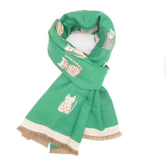 Terry Cats Fringed Scarf