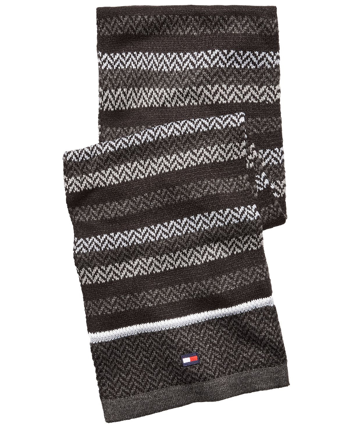 Tommy Hilfiger Ski Patrol Herringbone Striped Scarf Black