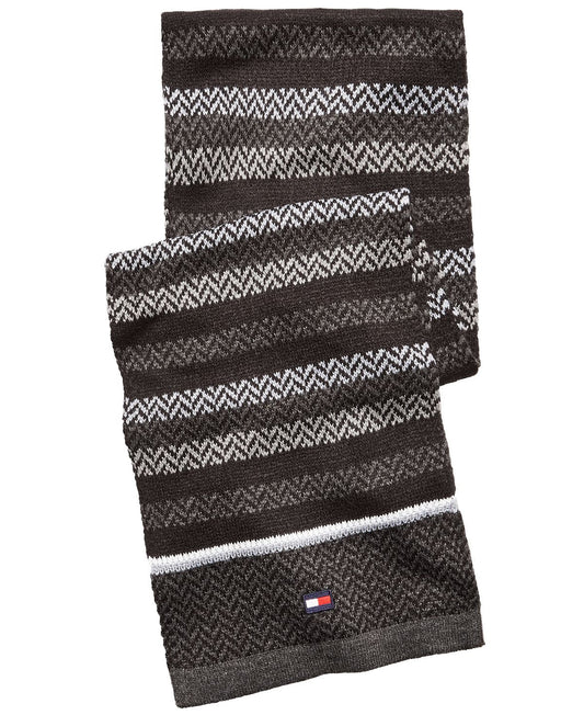 Tommy Hilfiger Ski Patrol Herringbone Striped Scarf Black