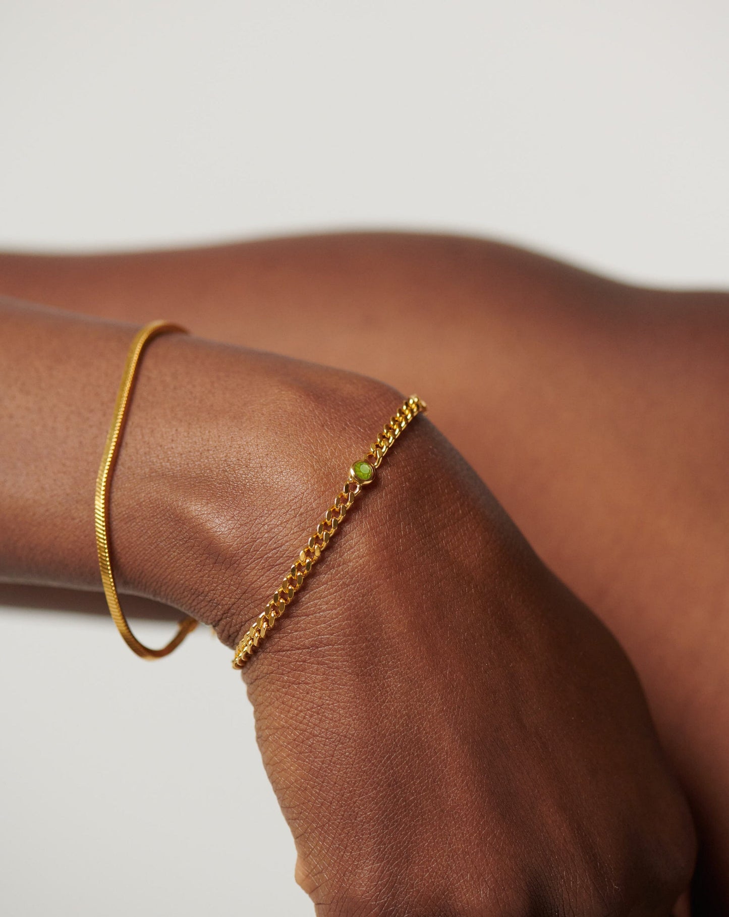 Birthstone Chain Bracelet - August | 18ct Gold Plated Vermeil/Peridot
