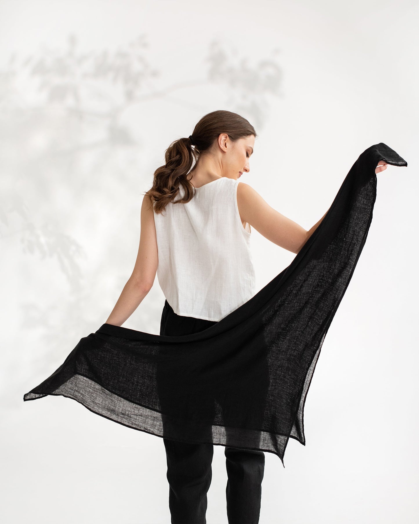 Black linen shawl