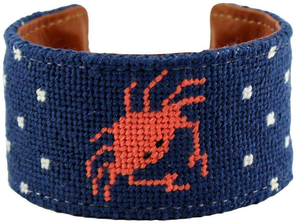 Don't Be Crabby Needlepoint Cuff Bracelet in Orange by York Designs - Country Club Prep
