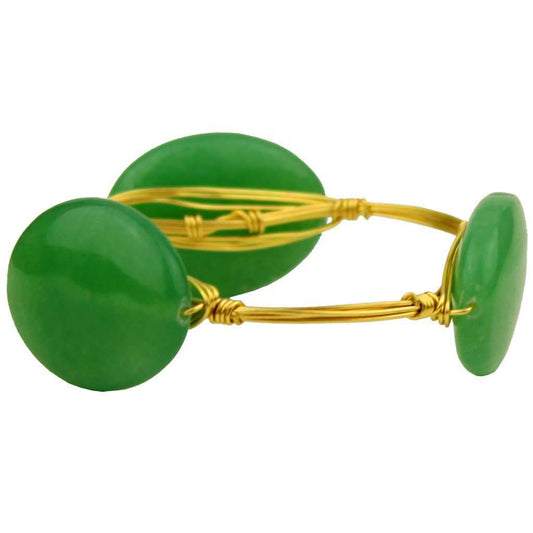 Medium Smooth Stones Bracelet in Green and Gold by Bourbon and Bowties