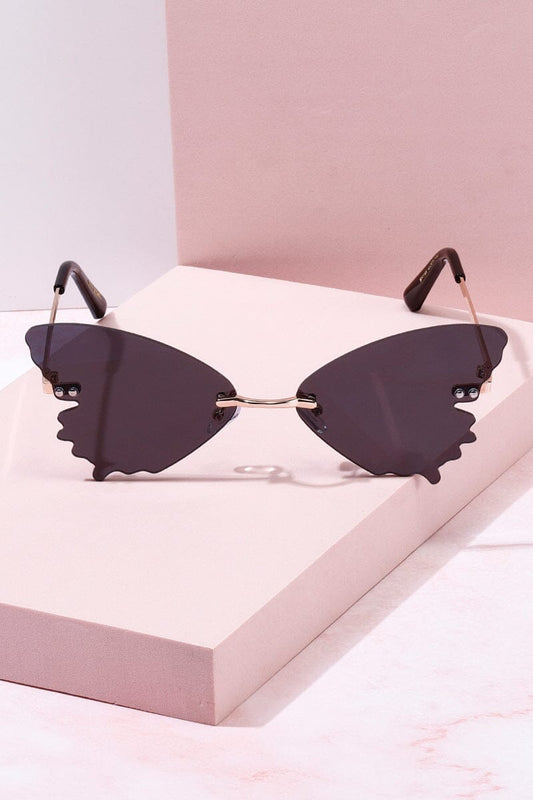 Butterfly Wings Rimless Sunglasses Sunglasses mure + grand Black