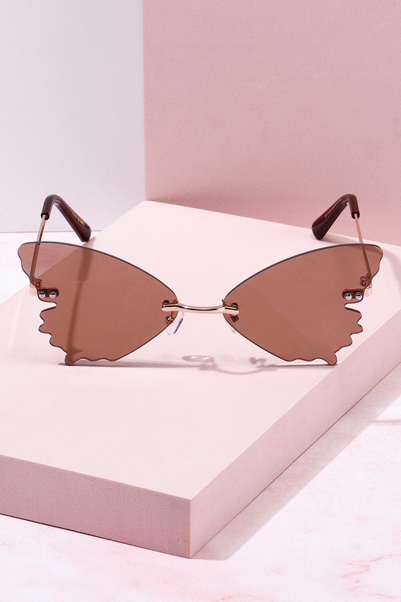 Butterfly Wings Rimless Sunglasses Sunglasses mure + grand Brown