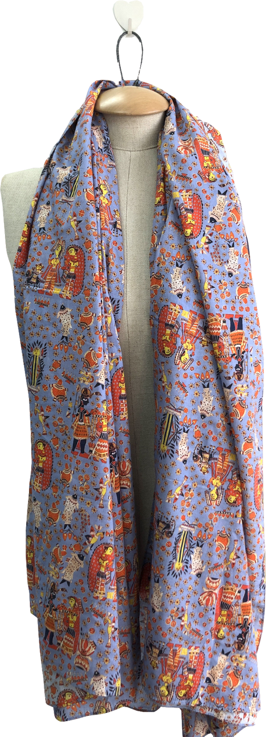 Muzungu Sisters Blue Printed Shawl One Size