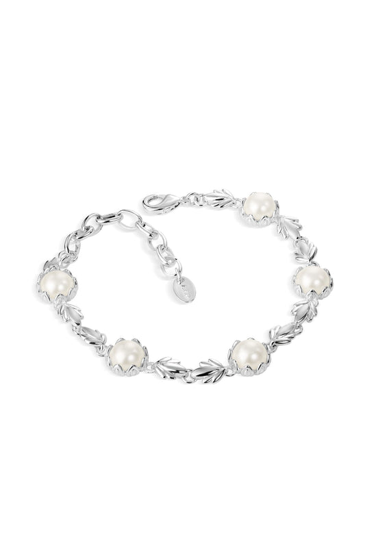 Pearl Leaf Link Bracelet