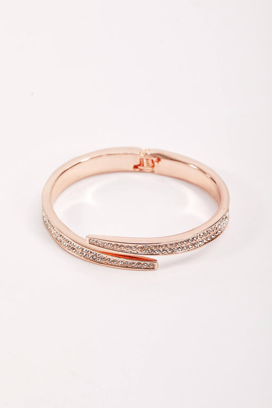 Rose Gold Hinge Diamante Bangle