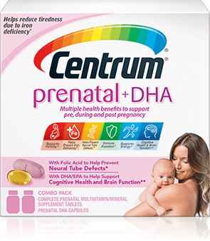 Centrum Prenatal Multivitamin plus DHA - 60 Tablets & 60 DHA Capsules