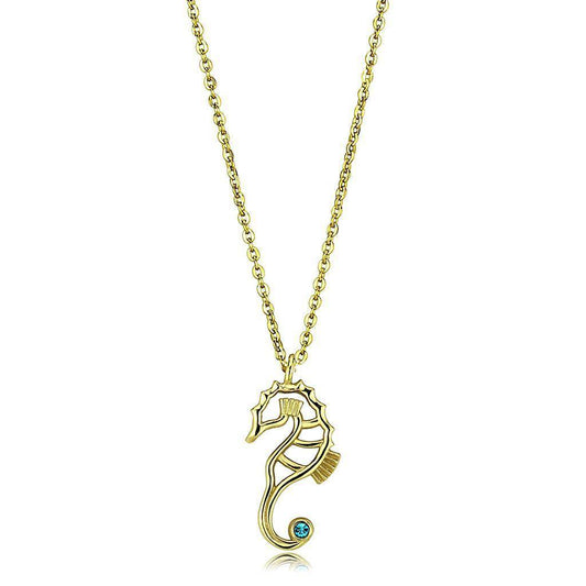 Women's Jewelry - Chain Pendants Chain Necklace Pendant TK3296 - IP Gold(Ion Plating) Stainless Steel Necklace with Top Grade Crystal in Blue Zircon