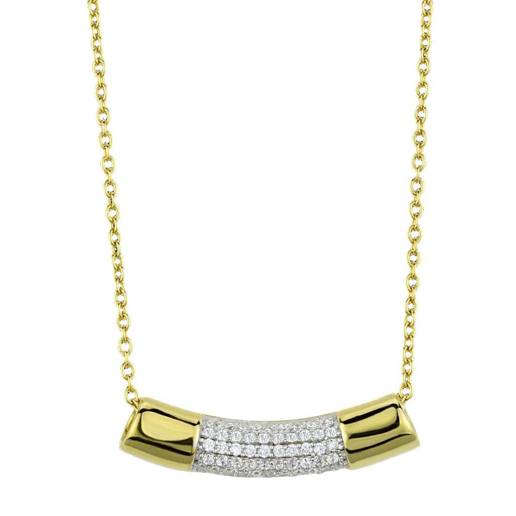 Women's Jewelry - Chain Pendants Chain Necklace Pendant TS452 - Gold+Rhodium 925 Sterling Silver Chain Pendant with AAA Grade CZ in Clear