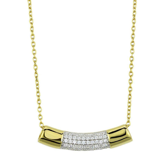 Women's Jewelry - Chain Pendants Chain Necklace Pendant TS452 - Gold+Rhodium 925 Sterling Silver Chain Pendant with AAA Grade CZ in Clear