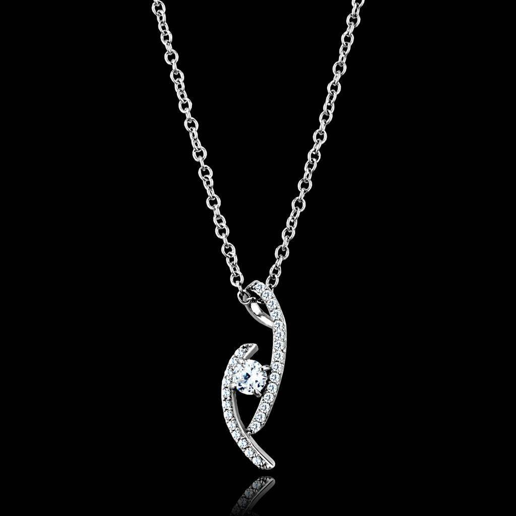 Women's Jewelry - Chain Pendants Chain Necklace Pendant TS515 - Rhodium 925 Sterling Silver Necklace with AAA Grade CZ in Clear