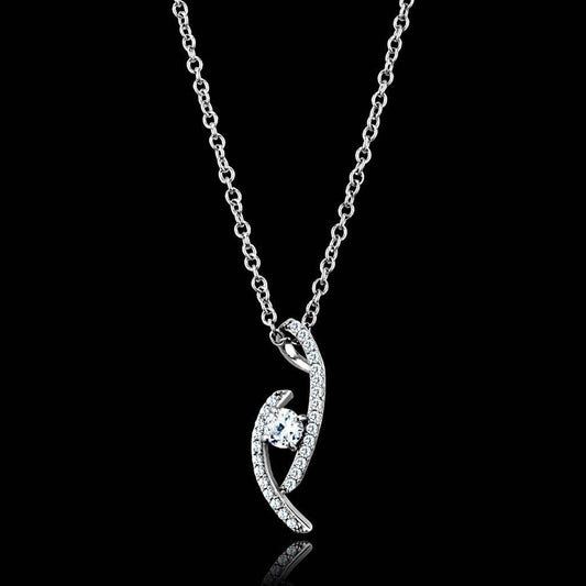 Women's Jewelry - Chain Pendants Chain Necklace Pendant TS515 - Rhodium 925 Sterling Silver Necklace with AAA Grade CZ in Clear