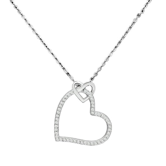 Women's Jewelry - Chain Pendants Chain Necklace Pendant Women's TS060 - Rhodium 925 Sterling Silver Necklace with AAA Grade CZ in Clear