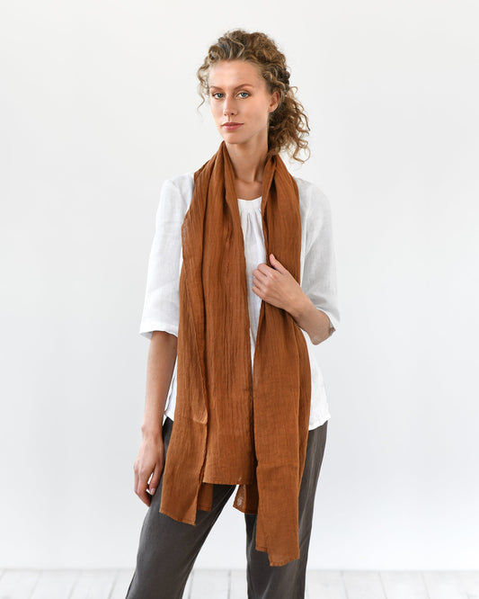 Cinnamon linen scarf